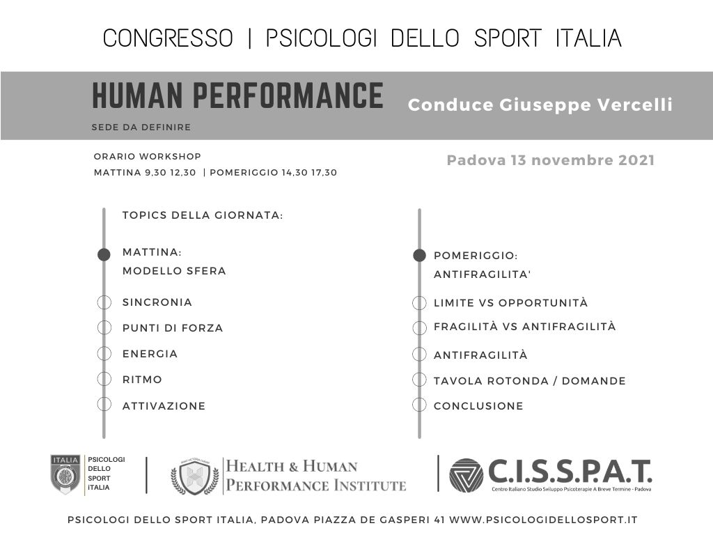 Congresso Human Performance Giuseppe Vercelli Psicologi dello Sport Italia